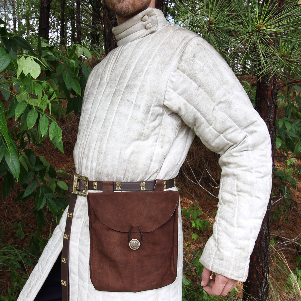 Medieval Renaissance Leather Brown Suede Pouch Large